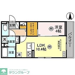 D-ROOM山田町 3階1LDKの間取り