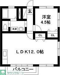 1stオリーブハイツ 1LDKの間取図画像