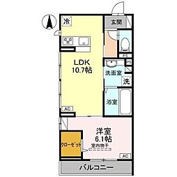 D-room Fiore ”N” 2階1LDKの間取り