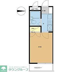 リバティー貝沢 1Kの間取図画像