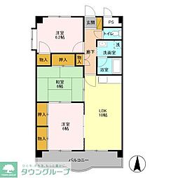 ロワイヤル 3階3LDKの間取り