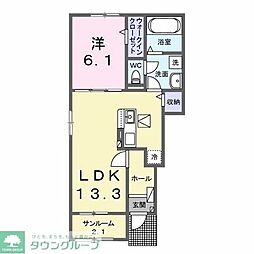 パラッツオ　Ａ 1階1LDKの間取り