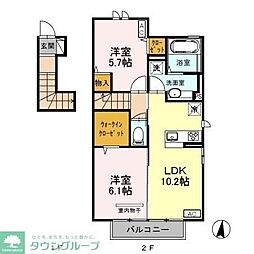 サン・コーポラス 2LDKの間取図画像