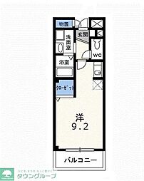 グロウステイトＷ 1階ワンルームの間取り