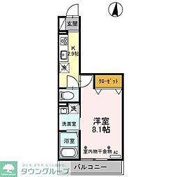 リオン 1Kの間取図画像