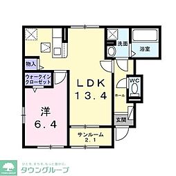 プリムラＢ 1階1LDKの間取り