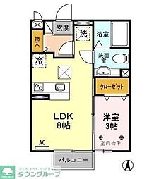 グリーンハイムA 1LDKの間取図画像