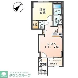 高崎市上豊岡町アパート 1LDKの間取図画像