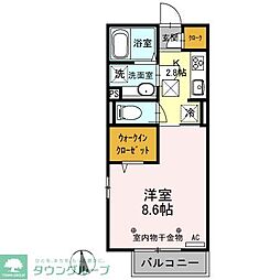 サンフィオーレ 1階1Kの間取り
