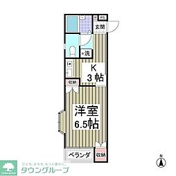 ジャストハイツＡ 1階1Kの間取り