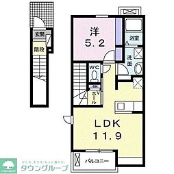 めぞん，いちりやま 2階1LDKの間取り