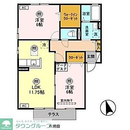東武小泉線 竜舞駅 徒歩9分の賃貸アパート 1階2LDKの間取り