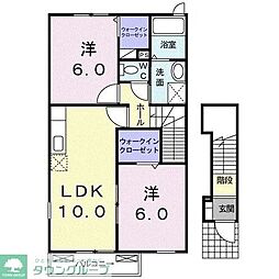 ポプラリテートＡ 2階2LDKの間取り
