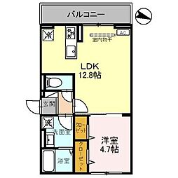 D-ROOM台新田町 3階1LDKの間取り