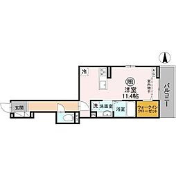 La Maison 表町 2階ワンルームの間取り