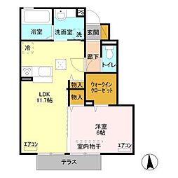 アーバンハイツ 1階1LDKの間取り