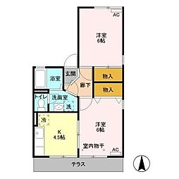 グラシア　Ａ 1階2Kの間取り