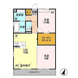 コンフォートヒル 3階2LDKの間取り