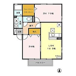 湘南新宿ライン高海 新前橋駅 徒歩23分の賃貸アパート 1階2LDKの間取り