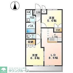メイプル　Ｂ 2階2LDKの間取り