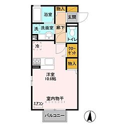 ディアコート　Ａ 2階ワンルームの間取り