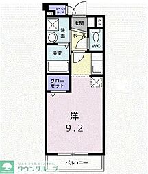ノースコートＡ 2階ワンルームの間取り