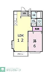 プラネット　I 2階1LDKの間取り