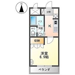 ベル・グラース 1階1Kの間取り