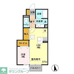 ラディーチェ 1階1LDKの間取り