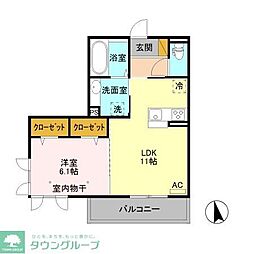 ル リッシュ　Ｃ 3階1LDKの間取り
