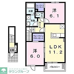 シャインメモリー　I 2階2LDKの間取り