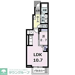 サン　ウェスト 1階1LDKの間取り