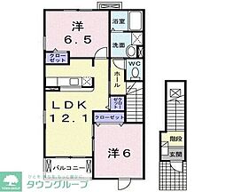 エレガンテ　フィオーレI 2階2LDKの間取り