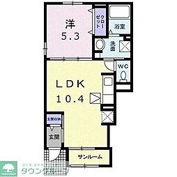 アルバI 1階1LDKの間取り