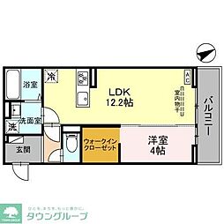 フェリーチェTAKASAKI II 2階1LDKの間取り