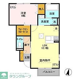 パストラル横山 1階1LDKの間取り