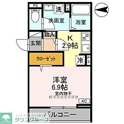 ＡＫコンフォルト高崎栄町 3階1Kの間取り