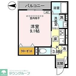 ＡＫコンフォルト高崎栄町 1階1Kの間取り