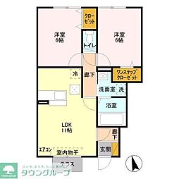 フローレス 1階2LDKの間取り