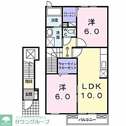 ヴェル・カーサ 2階2LDKの間取り
