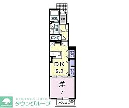 イーストピース 1階1LDKの間取り