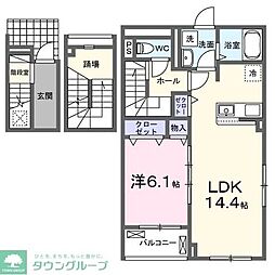 クラール　島野　Ａ 3階1LDKの間取り
