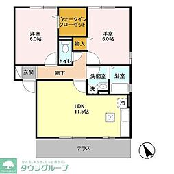 JR高崎線 高崎駅 3.6kmの賃貸アパート 1階2LDKの間取り