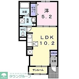 メゾンリュミエール・II 1階1LDKの間取り