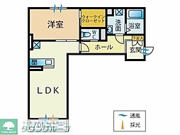 シャーメゾン庵 1階1LDKの間取り
