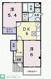 パステークガーデンＤ 1階2Kの間取り