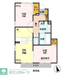 ＣＯＷＺ 1階2DKの間取り