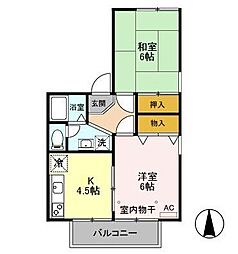 アベニール 2Kの間取図画像