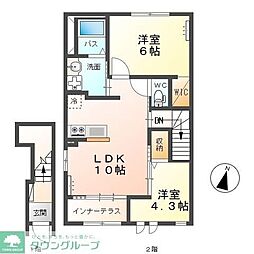 リラ　ヴェール 2階2LDKの間取り