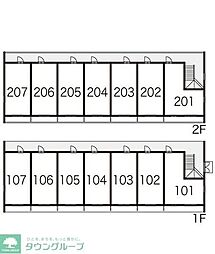 レオパレスＳＵＮＴＲＡＰ 2階1Kの間取り